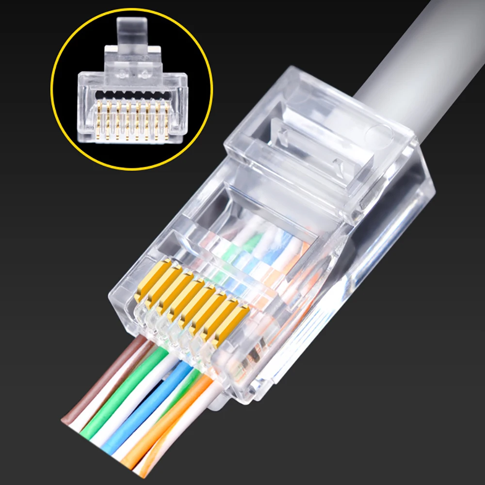 OULLX Cat6 RJ45 Connector Ethernet cable Plug Jack Network 8p8c Unshielded Modular UTP Keystone 20/50/100pcs Bulk Wholesale