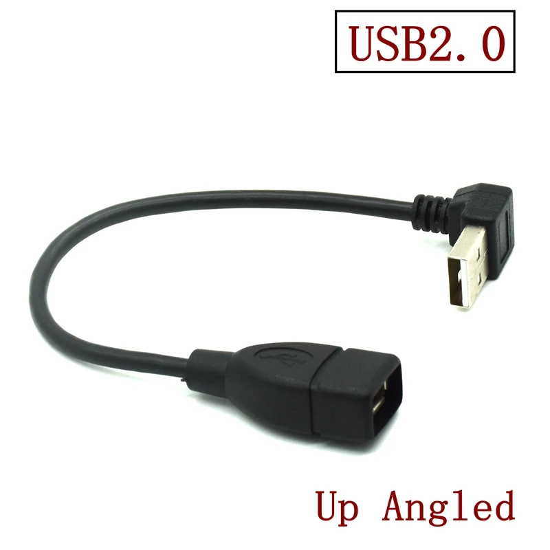 10cm 20cm 1m USB2.0 A Male To Female 90 Angled Extension Adaptor Cable USB2.0 Male To Female Right/left/down/up Black Cable Cord
