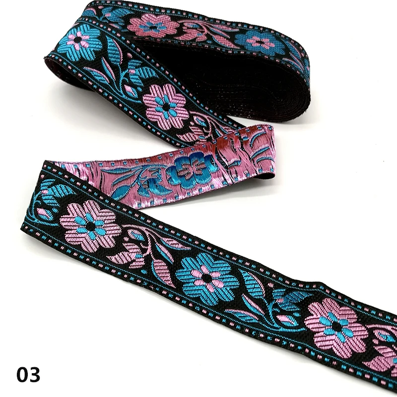 3 Yards Vintage Flower Ethnic Embroidery Lace Ribbon Boho  Trim DIY Clothes Bag Accessories Embroidered Fabric