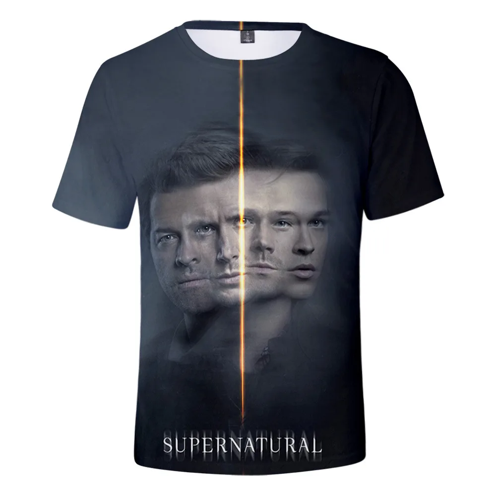 SPN Supernatural 3D Print Oversized T Shirt Women Men Jensen Ackles Jared Padalecki Vintage Short Sleeve Hip Hop Tee Shirt Homme