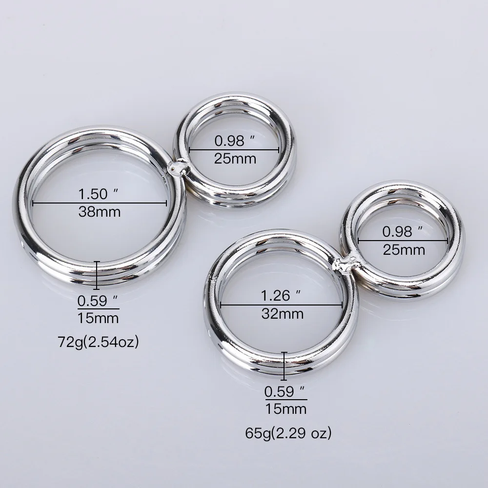 Eight-character double ring penis bondage metal cock Ring Penis lock male Stainless steel Delay ejaculation BDSM Sex Toy for man