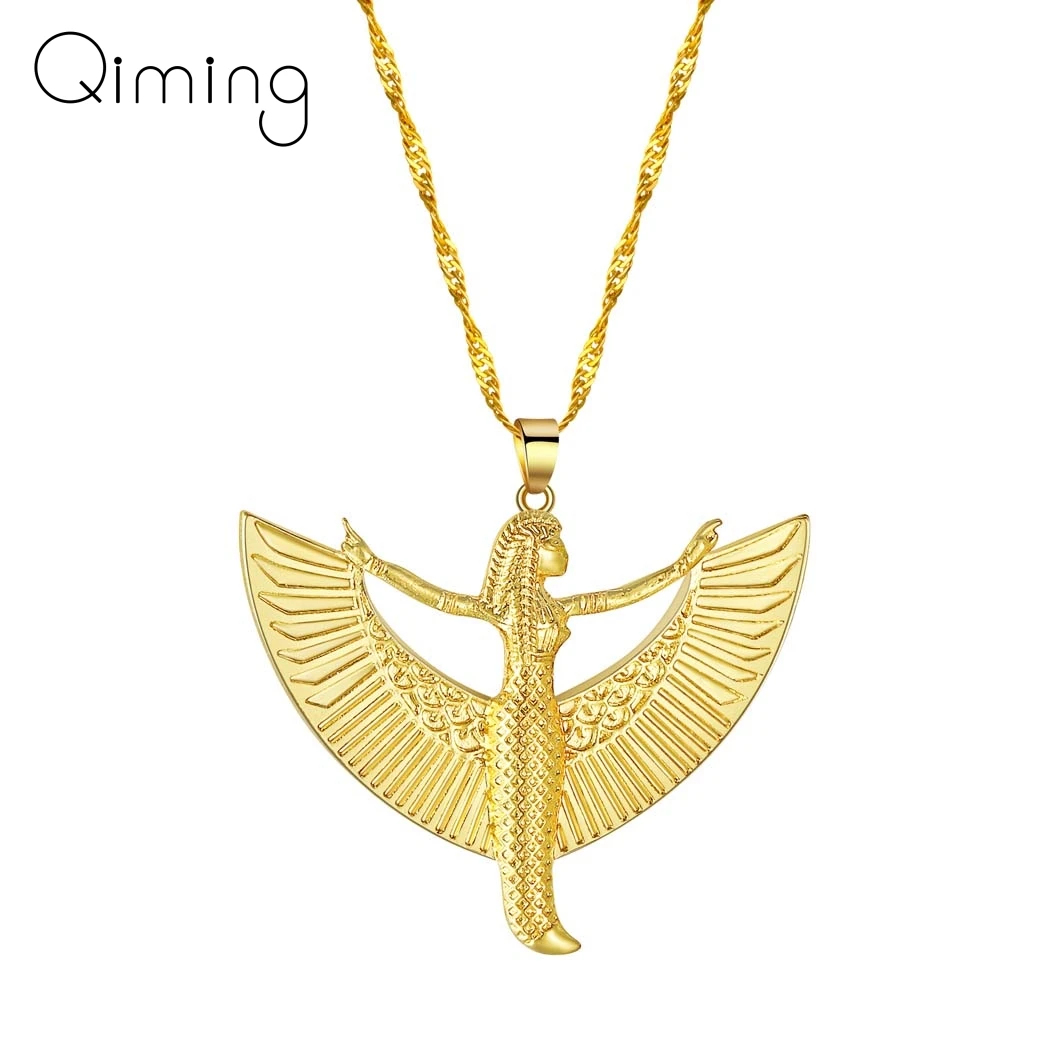 Dance Skirt Isis Goddess Pendant Necklace For Women Pewter Ancient Egyptian Jewelry Occult Deity Egypt God Choker Necklace