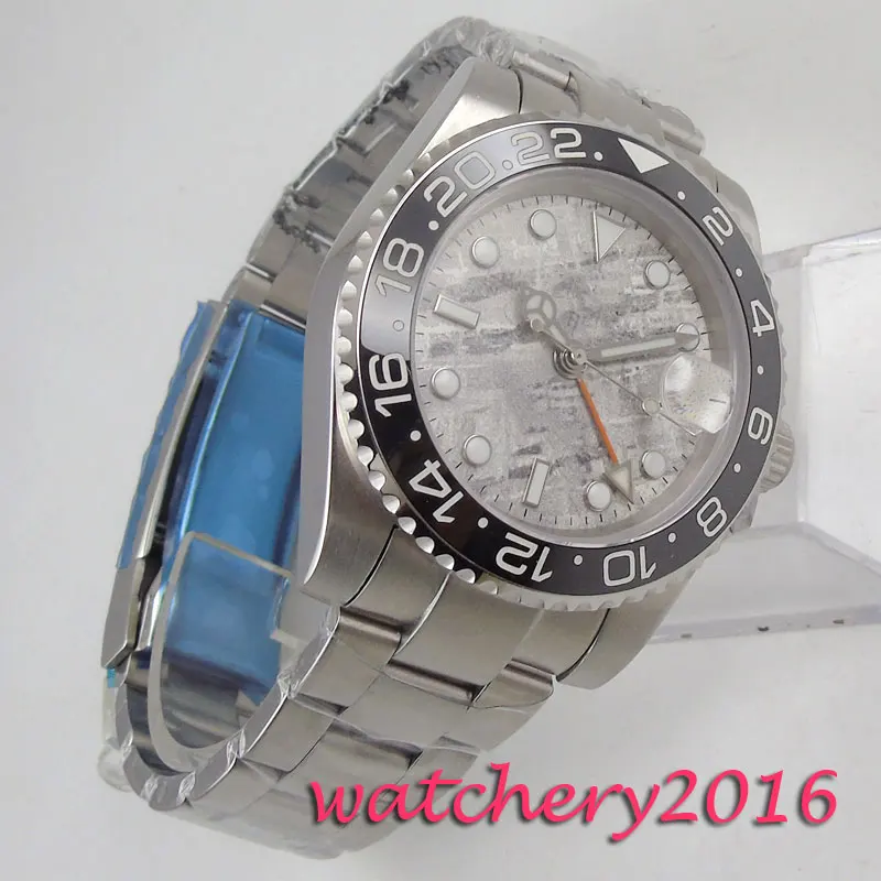 40mm BLIGER sterile gray dial GMT date sapphire glass automatic mens watch