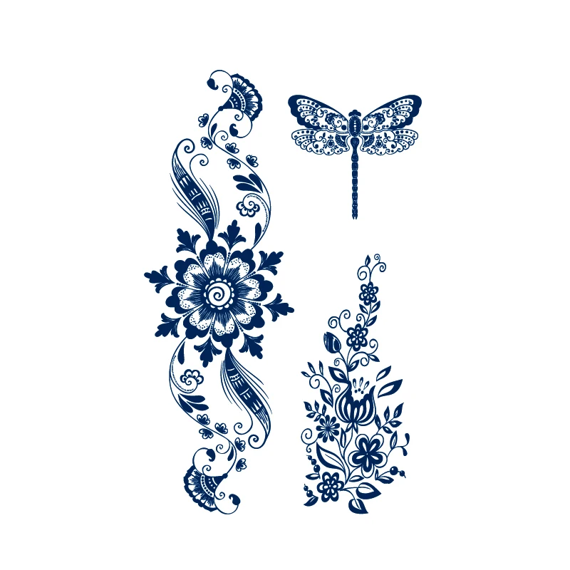 Dragonfly/Flower/Ghost Hime/Lotus/Arrow/Earth Lasts 15 Days Waterproof Temporary Tattoos Men Flash Tatoo Fake Tattoo Sticker