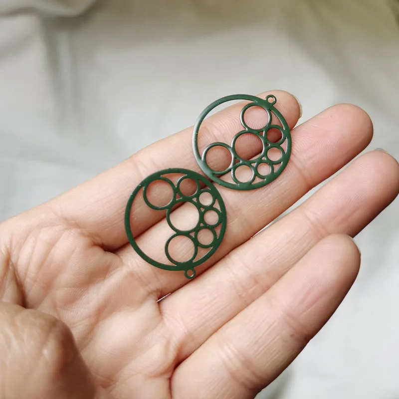 50 Stück AB6030 25mm Runde Anhänger aus Messing in Blattform für DIY-Schmuckherstellung und Ohrringzubehör – Detail 4