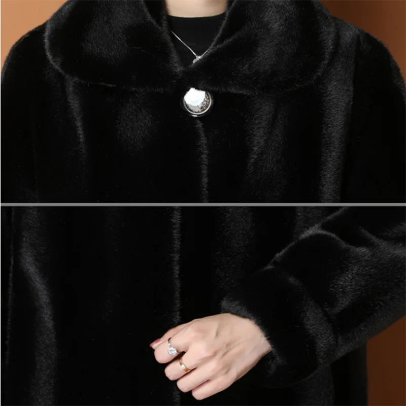 Winter new mink coat women Fashion thicken loose mink velvet jacket ladies long size 5XL whole mink fur parka overcoat female