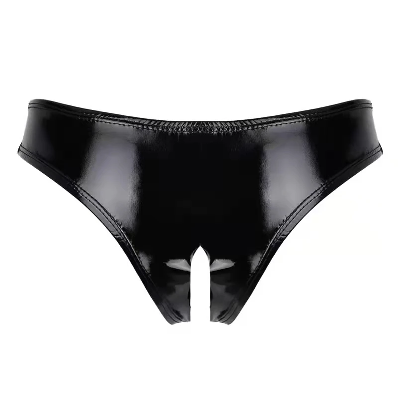 Women Sexy Opening Crotch Leather Shorts For Sex Erotic Porn Below Crotchless Underwear Glossy Wetlook Latex Mini Hot Pants