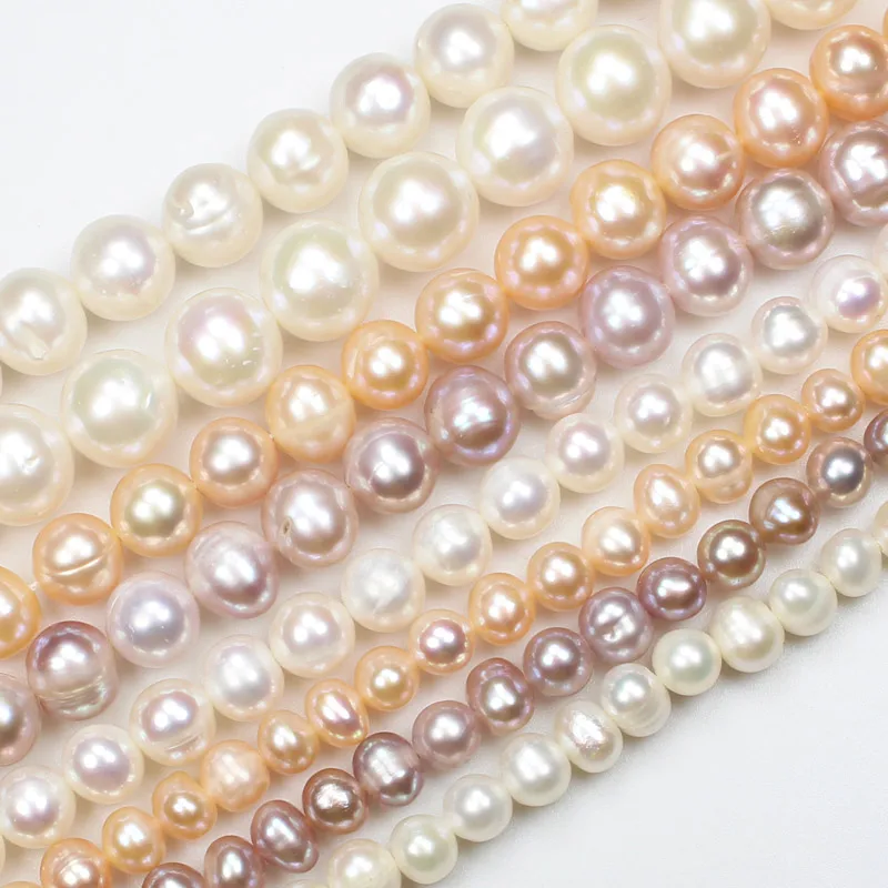 

Natural Freshwater pearl 5-10mm Oval/Nearly Round beads 14-15inch , For DIY Jewelry Making, pendant,necklace