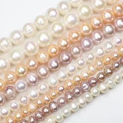 Natural Freshwater pearl 5-10mm Oval/Nearly Round beads 14-15inch , For DIY Jewelry Making, pendant,necklace