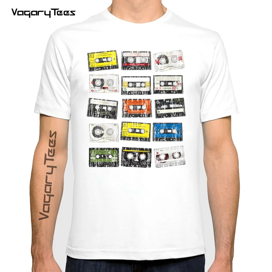 Vintage classical old design vintage cassettes Classic Old Skool Cassette Tape Dj Men'S Music Audio Mix Summer Tees Nerd Tshirts