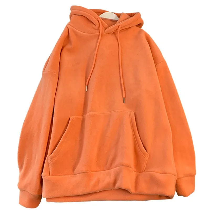 

Fashion Women Hoodies Polar Fleece Solid Autumn Winter Women Hoody Sweatshirt Double Sided Velvet Pullover Long Sleeves Female