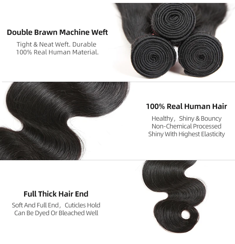 Ali Queen Hair Body Wave Brazilian Remy Human Hair Weaves Bundles Natural Color 10\