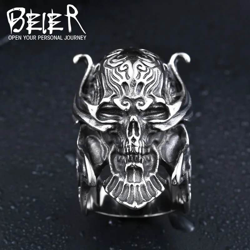 Beier new store 316L Stainless Steel ring top quality  House Stark of Winterfell skull mask Ring LLBR8-166R