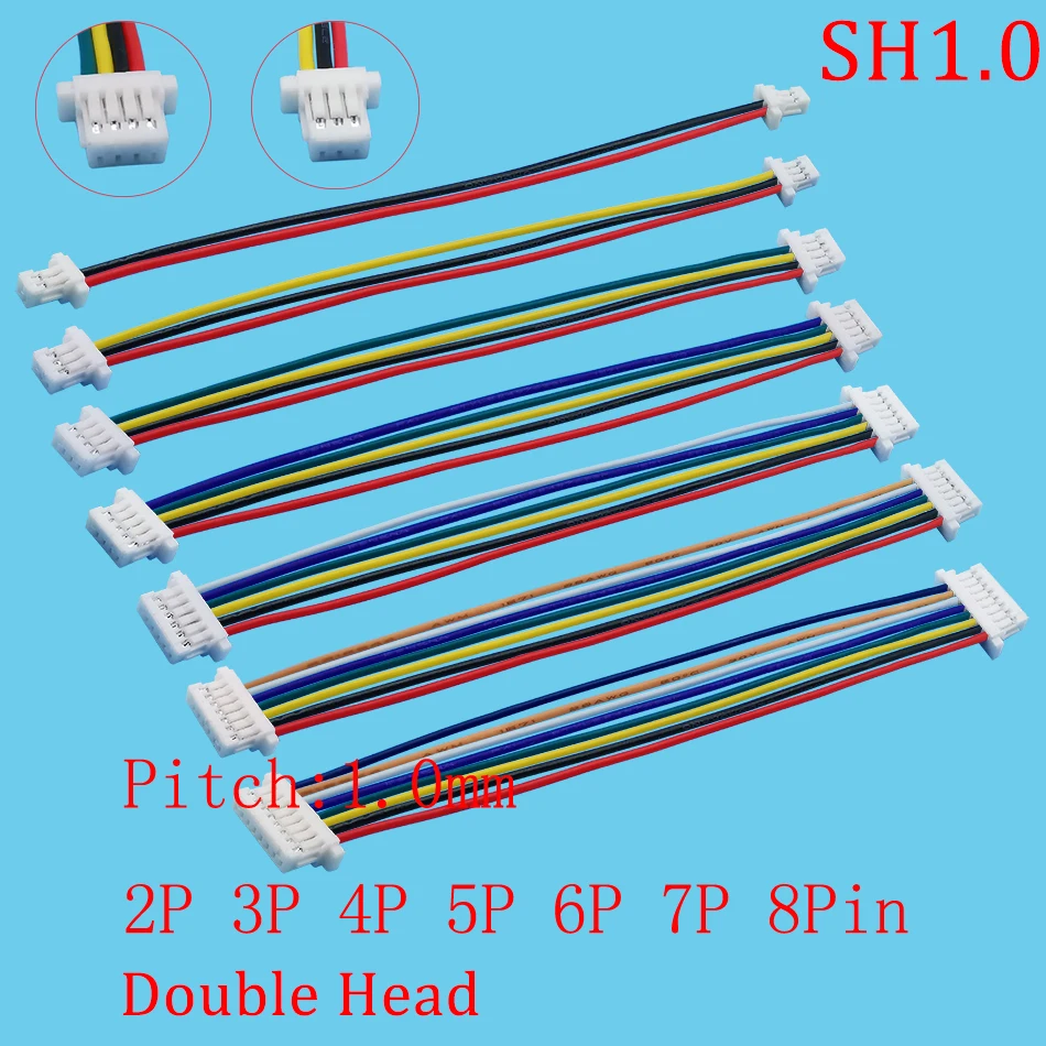 10Pcs 28AWG JST SH1.0mm 2-8Pin Femele to Female Cable Wire Connector Pitch 1mm 2/3/4/5/6/7/8P Double Head Electronic Line 100MM