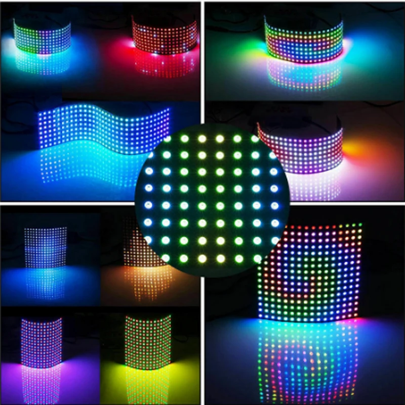 

5v 5050 RGB Matrix led Pixel module light 8*8 16*16 8*32 Pixels WS2812B WS2812 Digital Flexible Panel Individually Addressable