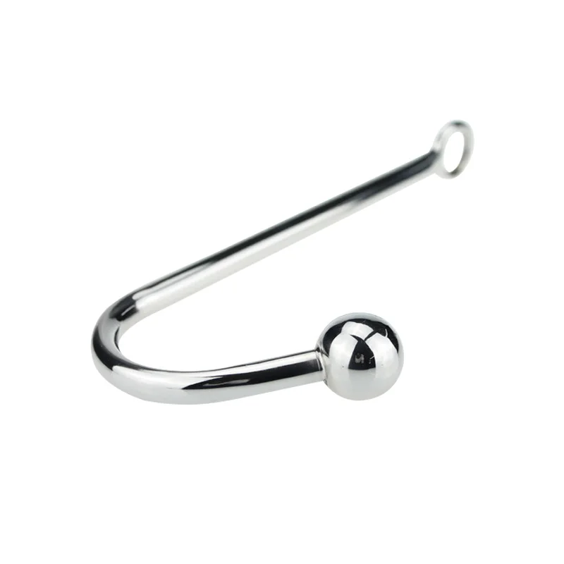 130g Stainless steel anal hook with beads hole metal butt plug anus fart putty slave Prostate Massager BDSM sex toy for men