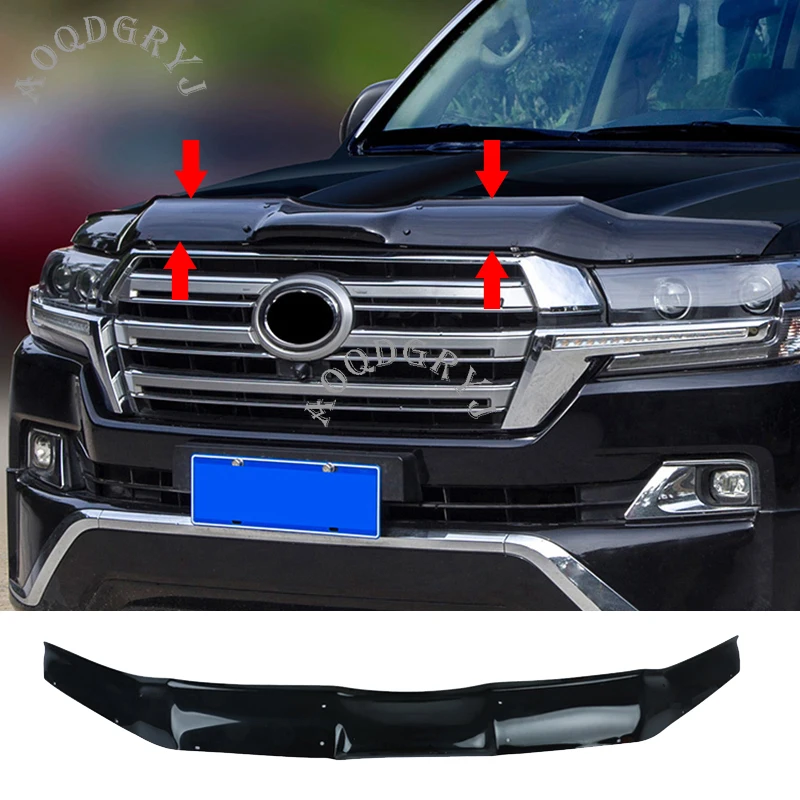 

Car Styling Accessories Black Acrylic Bonnet Hood Guard Garnish Deflector Molding Fit For Toyota Land Cruiser LC200 2016-2020