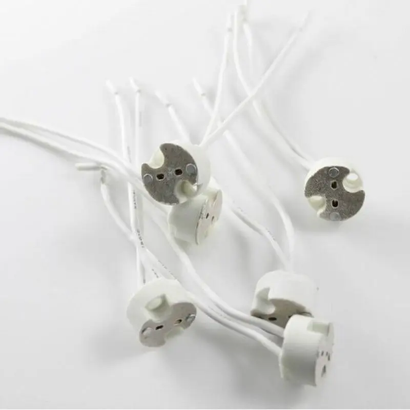MR16 MR11ผู้ถือ G5.3เซรามิคโคมไฟฐานซ็อกเก็ต LED ฮาโลเจนหลอดไฟผู้ถือสายไฟ10Pcs