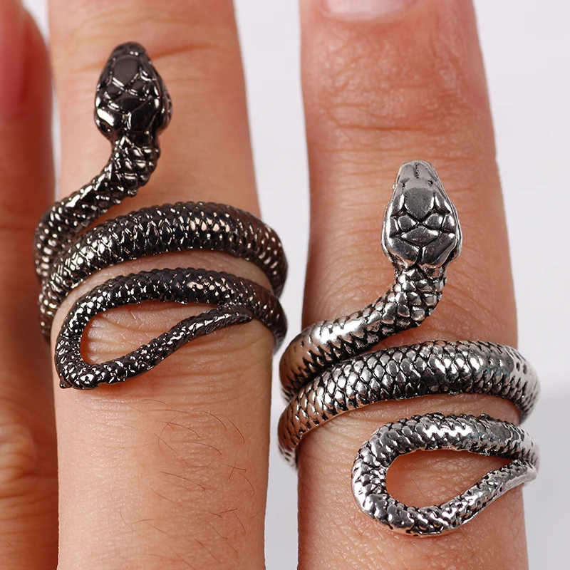 Fashion Retro Couple Snake Ring Adjustable Opening Anillos Hip-hop Rock Men And Women Ring Jewelly Jewelry