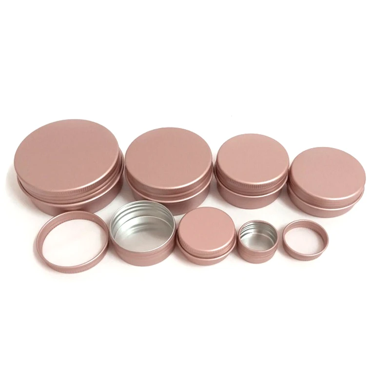 100pcs 5g 10g 15g 20g 30g 50g 60g  Rose Gold DIY Aluminum Jar Ointment Candle Craft Metal Tin Case for Lip Balm Cosmetic Makeup