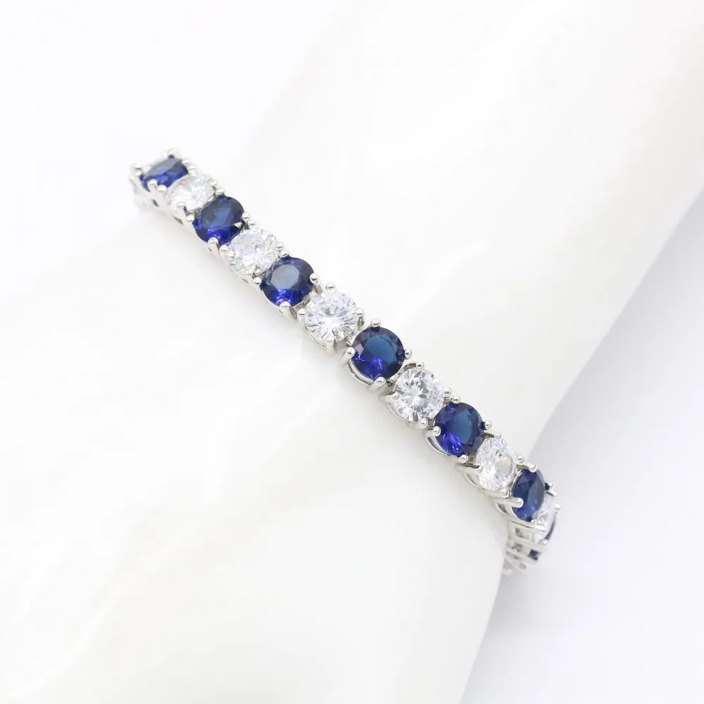 New Fashion Silver Color Bracelet For Women Superior Green Emerald  Adjustable Link Chain Bracelet Length 19cm