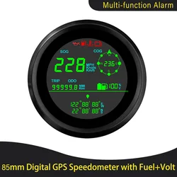 Universal LCD GPS Speedometer 85mm 0-299km/h MPH Knots ODO Trip Direction Fuel Level Voltmeter for Car Truck Motorbike Boat