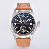 Parnis 47mm Men's Big Top Mechanical Watch Black Dial Date Luminous Power Reserve Seagull ST2542 Movement Men's Automatic Watch