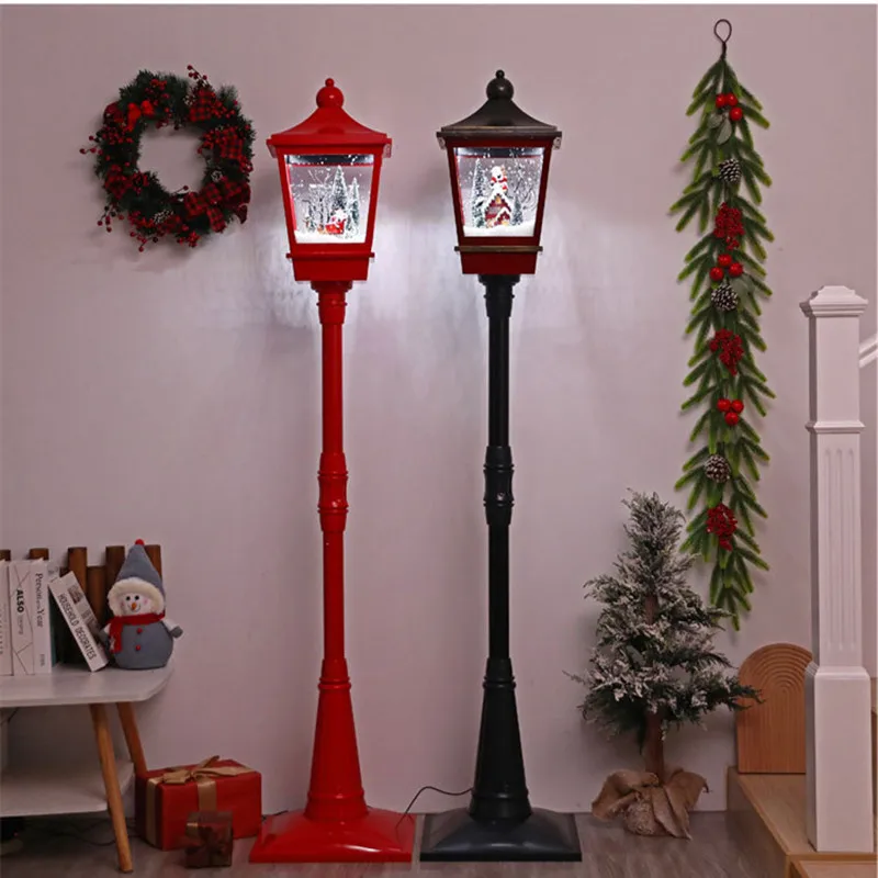 185cm Christmas Decoration Snow Street Light With Music Western Style Merry Christmas Supplies For Garden Layout Festival Party