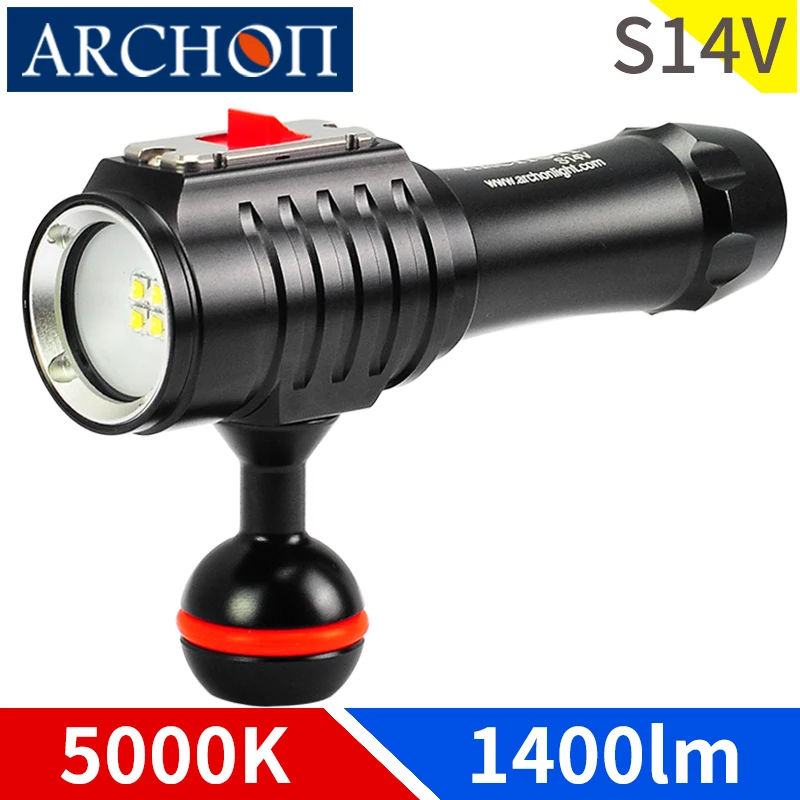 

S14V 5000K 1400lumen diving video light HD diving photoraphy light Underwater 100m lighting torch dive flashing diving fill lamp