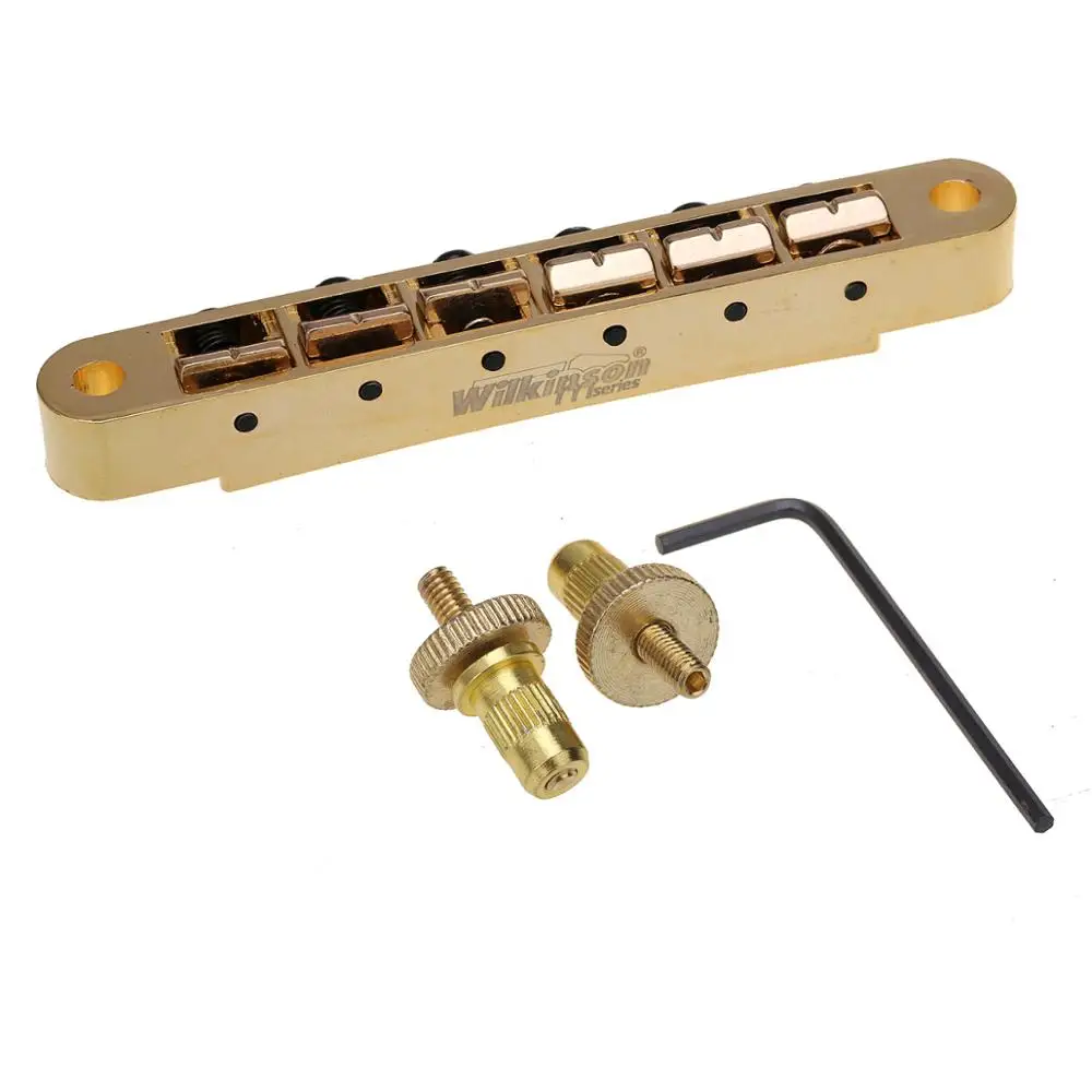 Wilkinson 52mm(2-3/64 inch) String Spacing Nashville Style Tune-o-matic Bridge for Gibson/Epiphone Les Paul Style Guitar, Gold