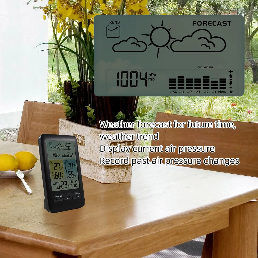 Horloge numérique Station météo thermomètre hygromètre sans fil réveil électronique Table baromètre prévisions météorologiques