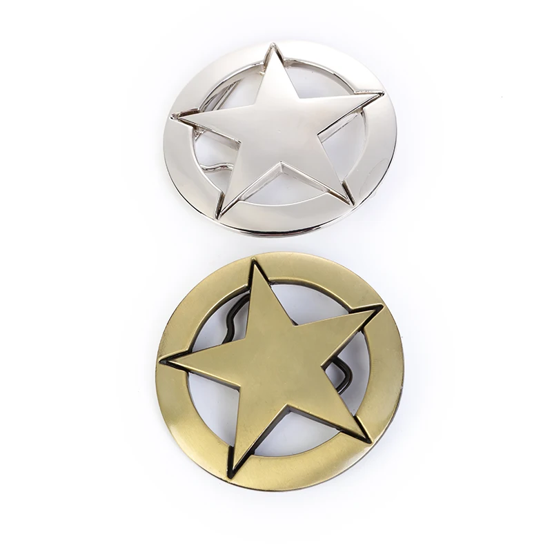 Western cowboy zinc alloy two-color five-pointed star belt buckle