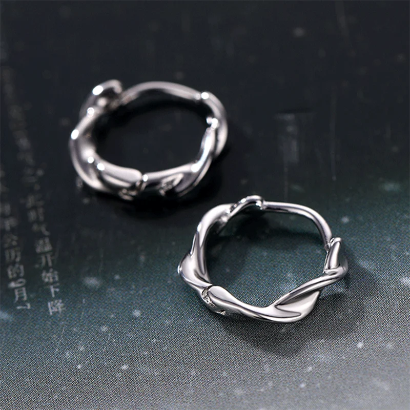 2 Pcs Tiny Thin Twisted Hoop Shiny Gold Color Mobius Huggies Small Earring Stud Accessories Jewelry for Women Party Gift