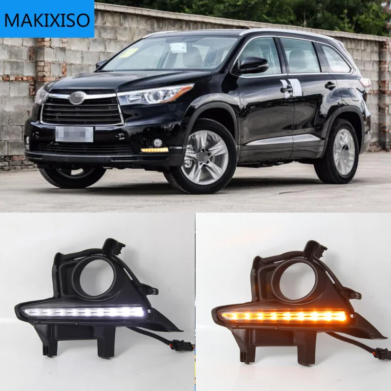 DRL For Toyota Highlander 2014 2015 2016 Daytime Running Lights fog lamp cover headlight 12V Daylight car-styling