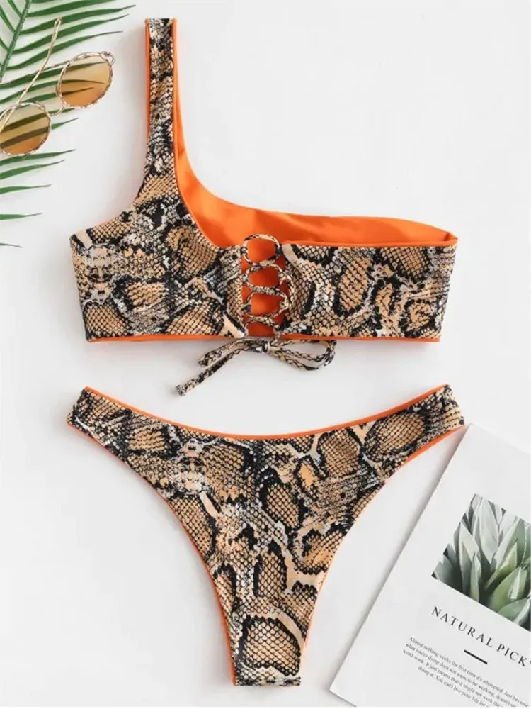 Cikini-Bikini con stampa leopardata da donna, costume da bagno brasiliano Push-Up da spiaggia Sexy a vita bassa, costume da bagno per donna, moda