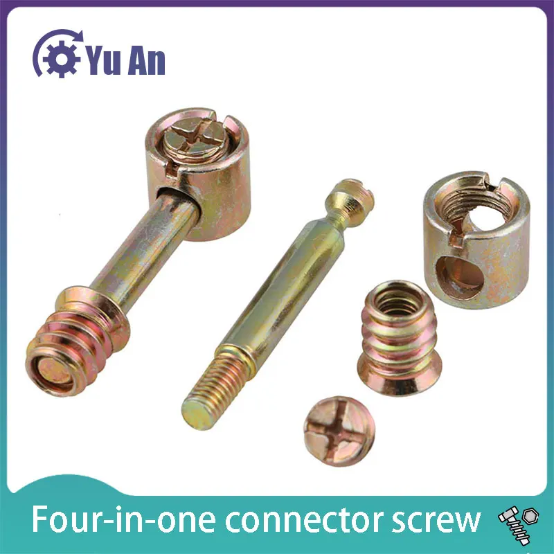 Furniture Screws Furniture Four-in-one Connector Eccentric Wheel Accessories Assembled Hammer Screws M6 4Pcs