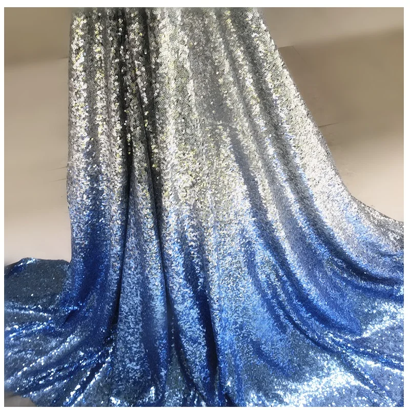 

Quality Dark Blue Sapphire Black Gold Gradient Sequin Dress Fabric