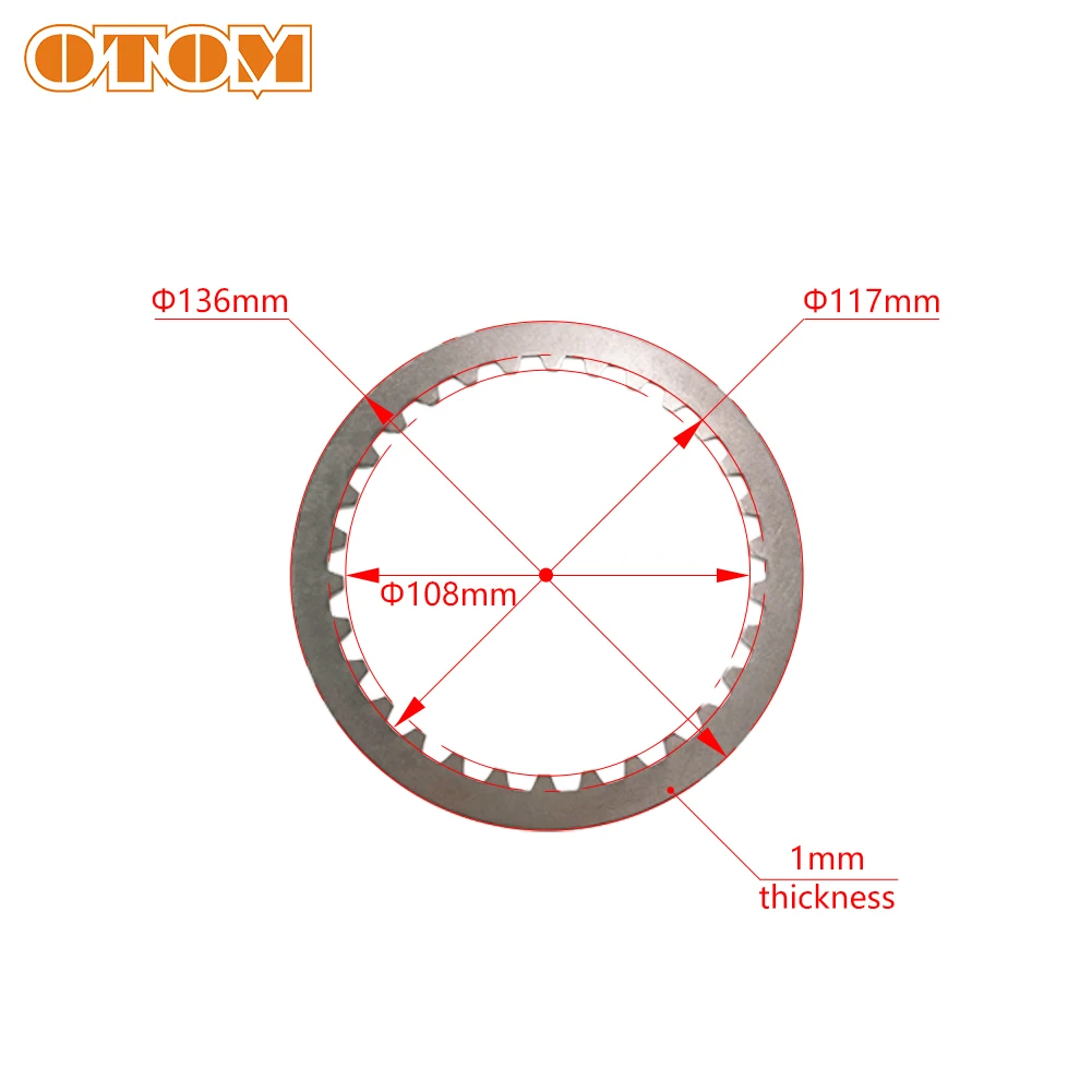 OTOM Motorcycle 5 Pcs Clutch Steel Sheet Plates Engine Friction Disc For ZONGSHEN NC250 250cc Motocross Accessories Dirt Bikes