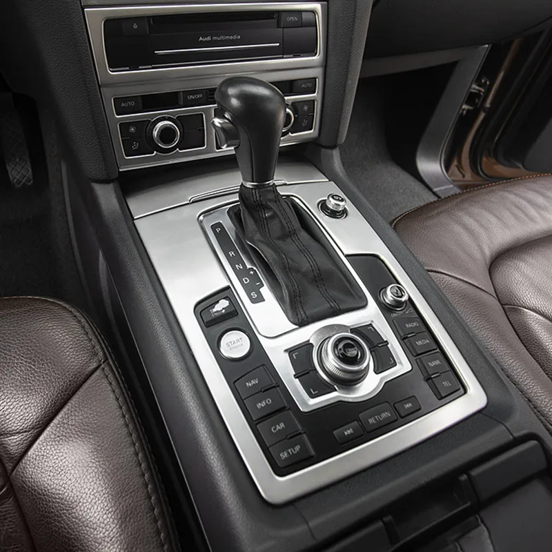 Car Console Gearshift Water Cup Holder Decoration Cover Gear Multimedia Panel Sticker Trim For Audi Q7 Auto Interior Accessories