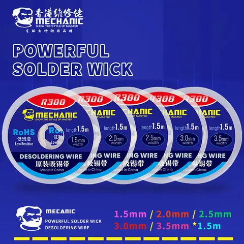 MECHANIQUE 1.0/1.5/2.0/2.5/3.0/3.5mm de largeur 1.5M de longueur tresse à dessouder mèche dissolvant de soudure fil pour PCB BGA outil de retouche de soudage