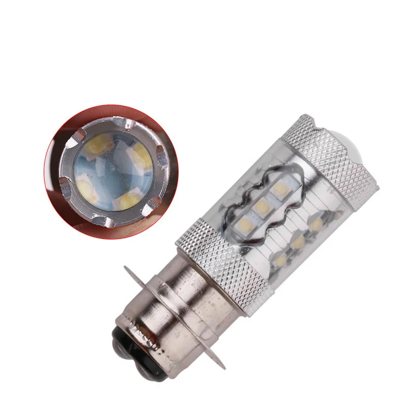 Motorcycle LED Headlight High Bright H6 Lamp P15D 80W Single Claw 2828 High Power 16smd White Light 12V 6000K 4000lm