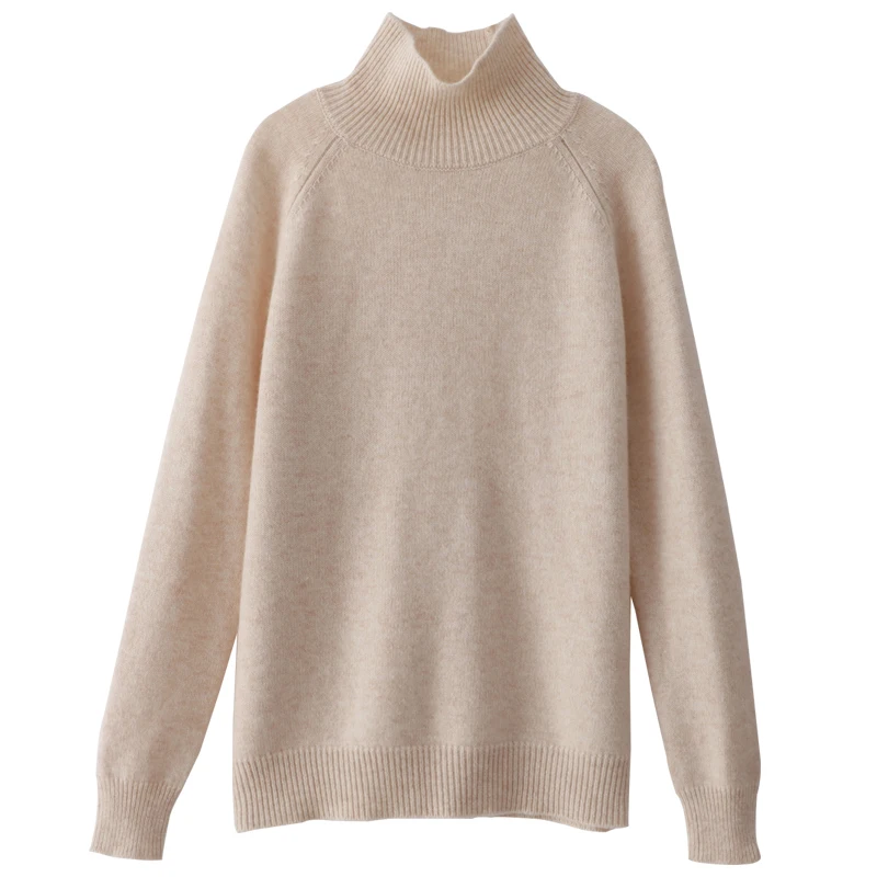 Suéter de lana de Cachemira de cuello alto para mujer, Jersey de punto suelto, jersey de base cálida informal, otoño e invierno, nuevo