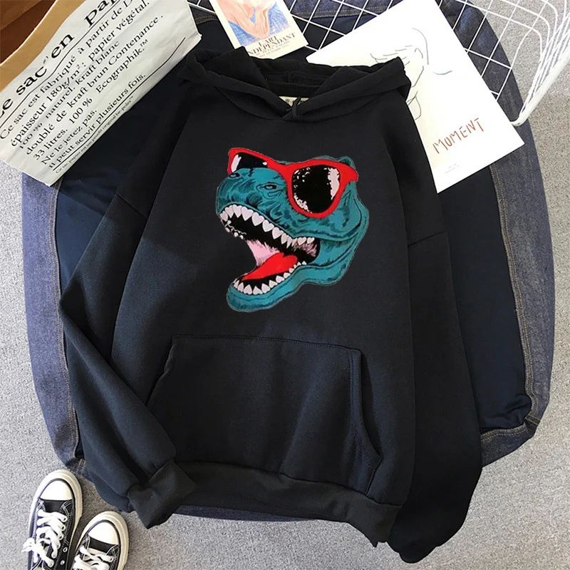 Sudadera con capucha de dinosaurio harajuku, ropa de calle de manga larga, estilo coreano