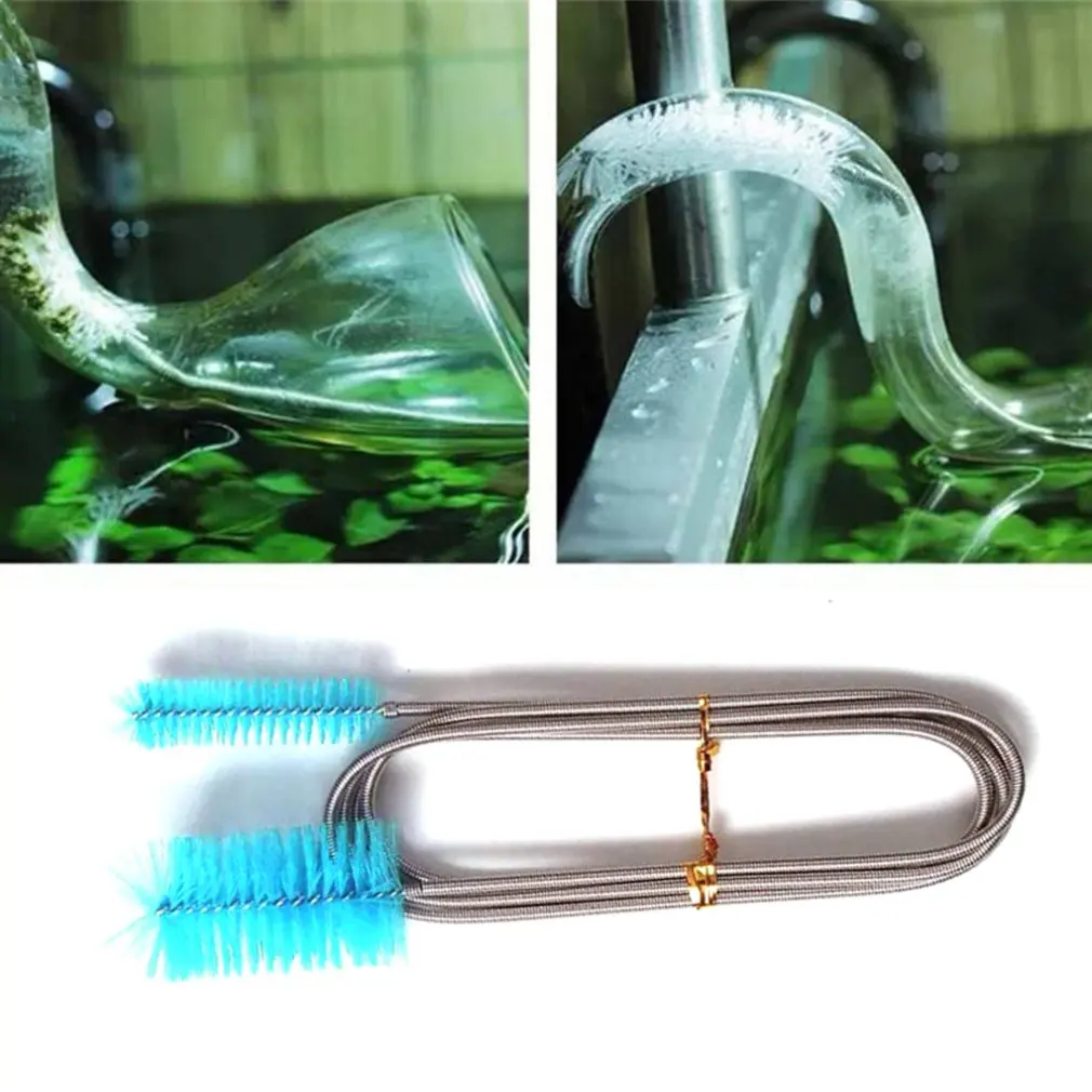Cepillo de limpieza de tubos de acero inoxidable, limpiador de cepillos de tubo de manguera de bomba de filtro de tanque de peces de acuario Flexible de un solo extremo