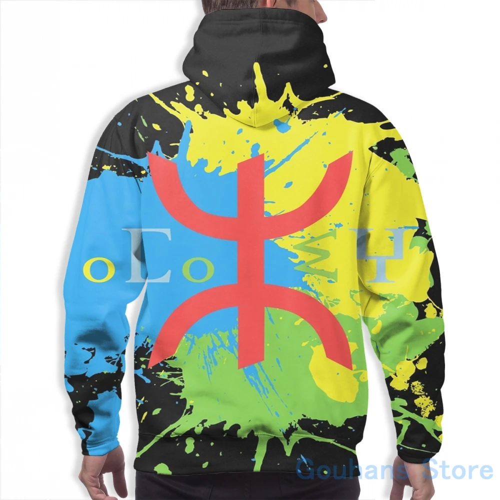 Mens Hoodies Sweatshirt for women funny Amazigh Flag Splash Art Design  print Casual hoodie Streatwear