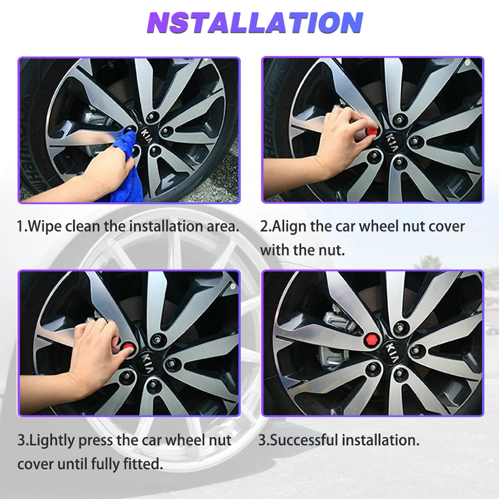 20 Pieces 17 19 21 MM Anti-Rust Auto Hub Screw Cover Car Tyre Bolt Caps Exterior Decoration Car Wheel Nut Caps Protection Case