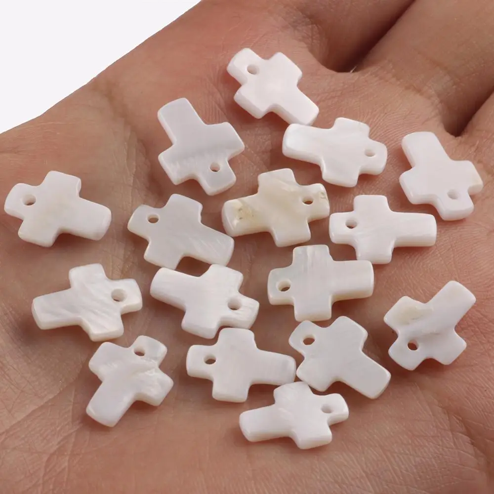 12x10x2 mm Natural Mother of Pearl White Cross Shapes Shell Beads Charms Bracelet Pendant For DIY Jewelry Making Accessories - Image 6