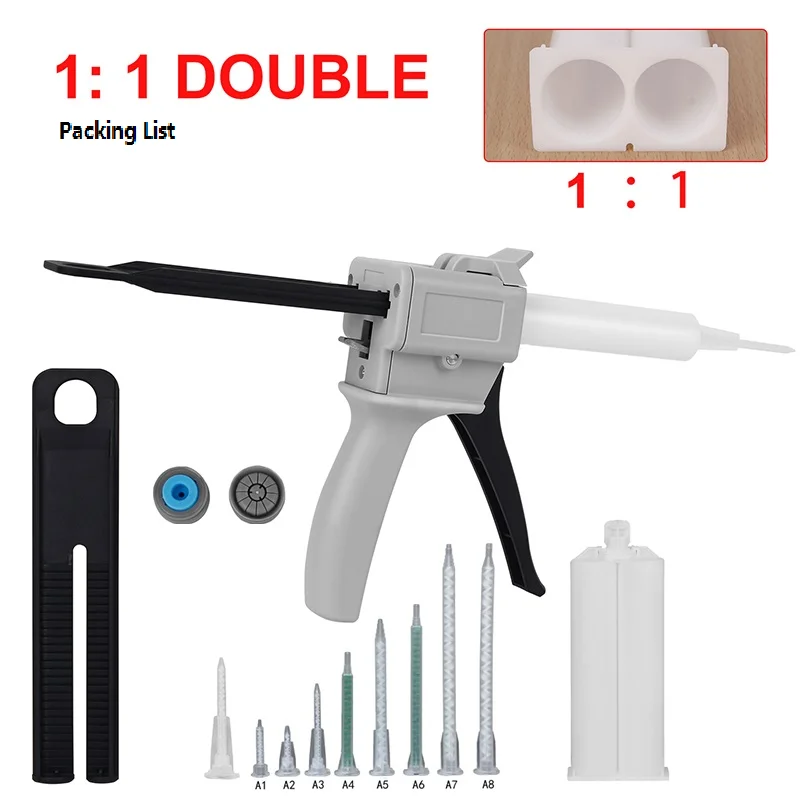 50ML Manual Dispensing Gun 1:1 Caulking Gun Dispenser AB Epoxy Sealant Glue Gun Applicator Glue Adhensive Squeeze Tools