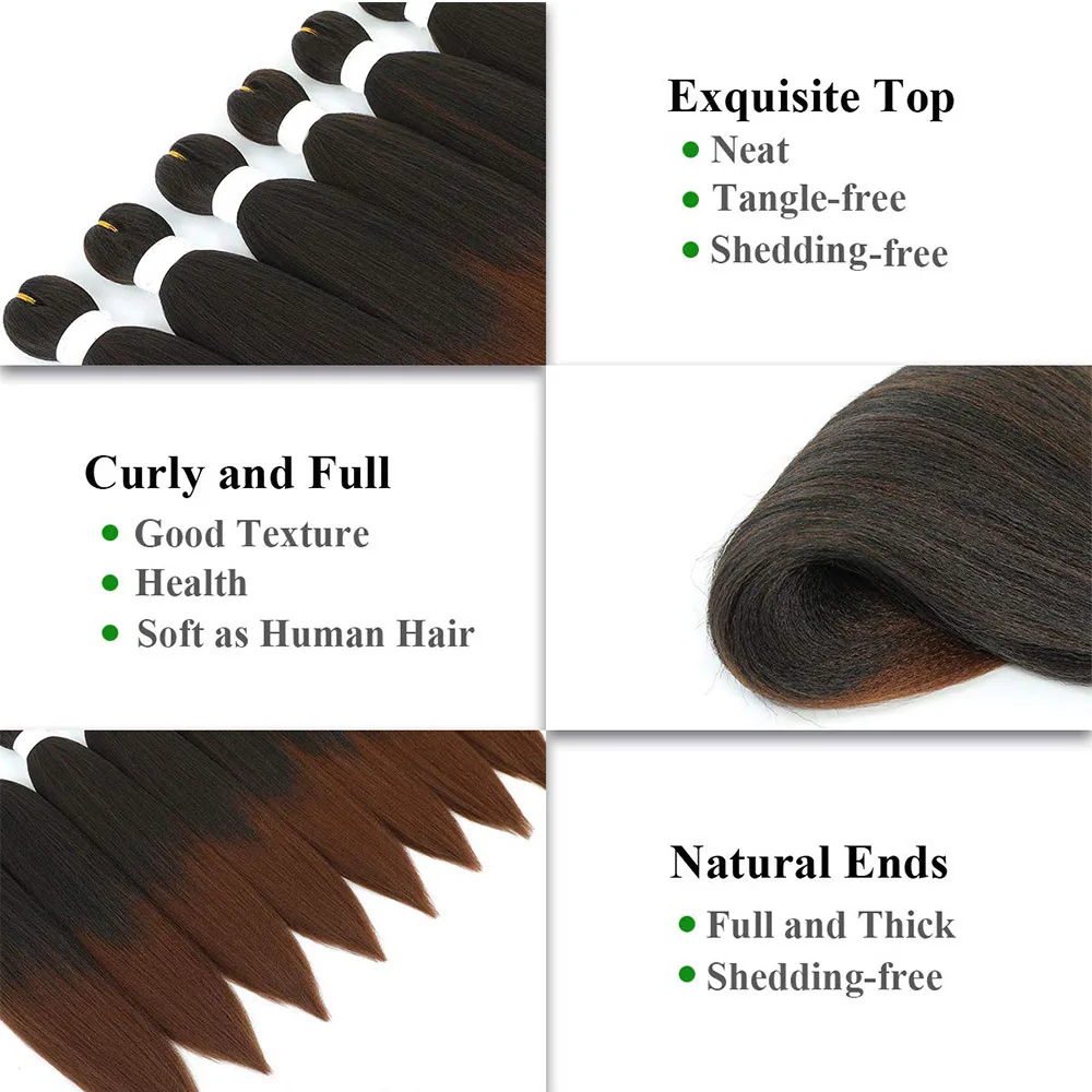 Vorgestrecktes Flechthaar 16/20/22/26/30 Zoll Niedrigtemperatur-Faser Synthetische Haarverlängerungen für Jumbo Crochet Braids – Detail 5