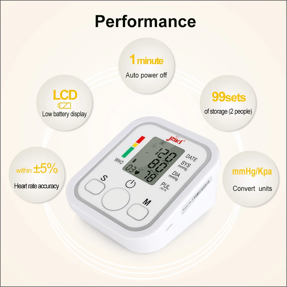 RZ Digital Upper Arm Blood Pressure Monitor Automatic Heart Beat Meter Home Health Care Pulse Meter Tonometer Sphygmomanometers